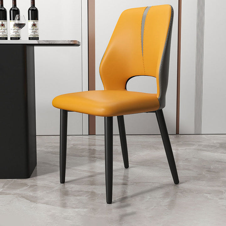 Modern Luxury Square Cushion Faux Leather Carbon Steel Dining Chair Backrest For Dining Room