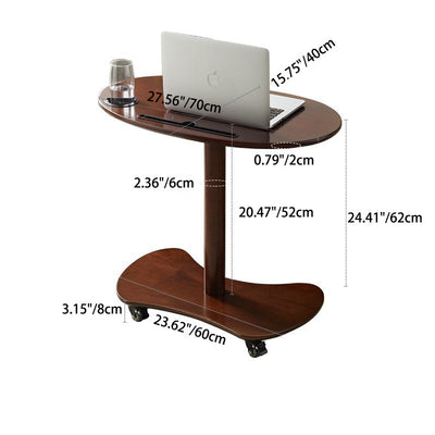 Table basse ovale minimaliste moderne en bois massif et plastique à 4 roues pour salon 