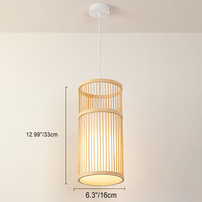 Japanese Zen Bamboo Weaving Lantern 1-Light Pendant Light