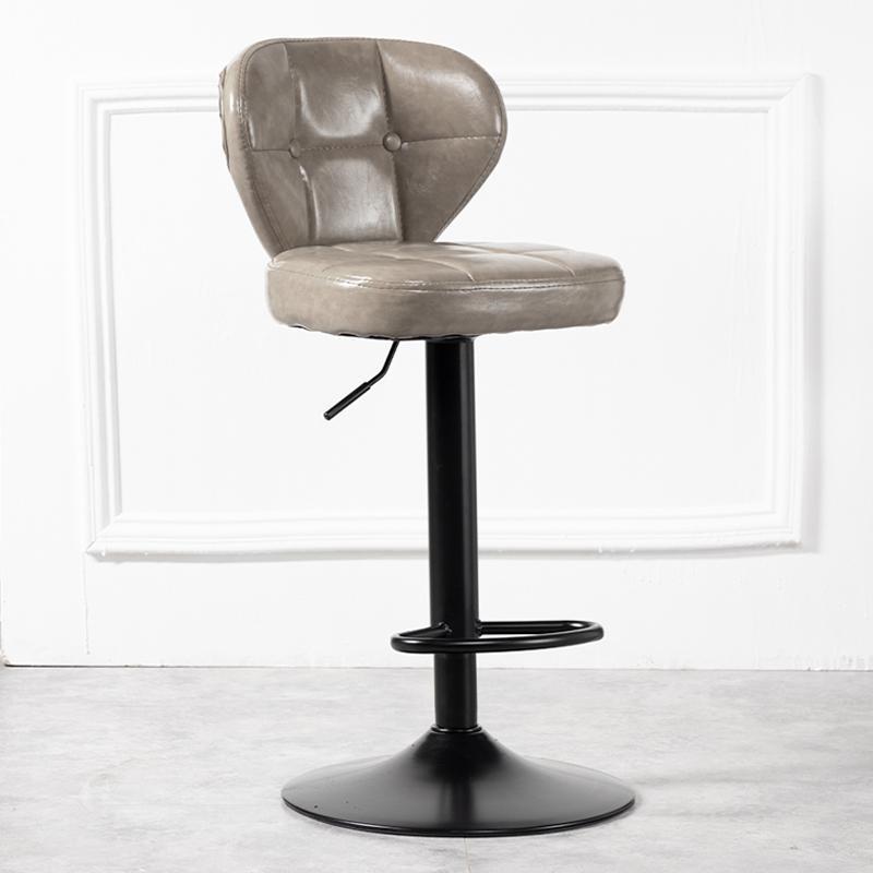Tabouret de bar métallique carré minimaliste moderne en cuir ciré huilé avec dossier sans accoudoirs pour salle à manger 