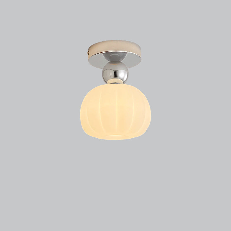 Moderno Minimalista Redondo Calabaza Orbe Hierro Acrílico 1-Luz Montaje Semi-empotrado Luz de Techo Para Pasillo 