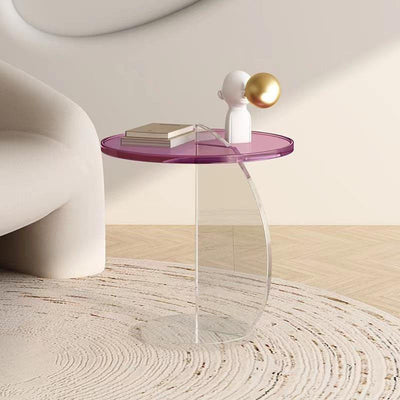 Table basse ronde semi-circulaire minimaliste moderne en plastique pour salon 