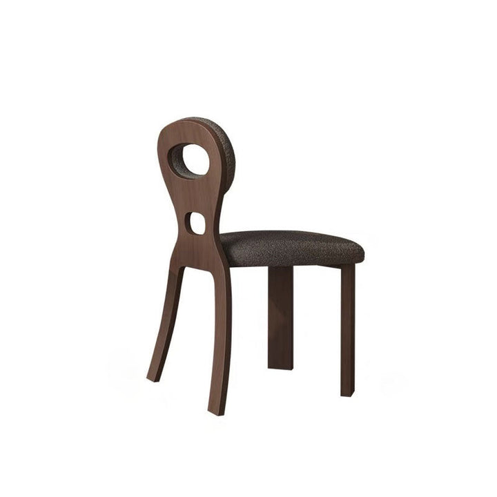 Contemporary Nordic Oval Hollowed Out Sherpa Fabric Rubberwood Dining Chair Backrest For Dining Room