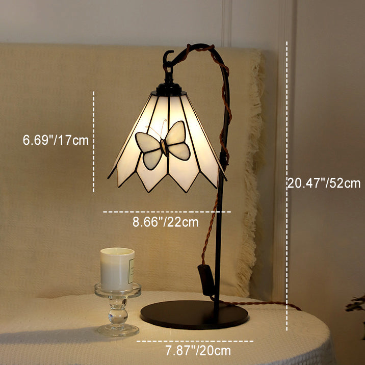 Traditional Vintage Butterfly Prismatic Metal Glass 1-Light Table Lamp For  Bedroom