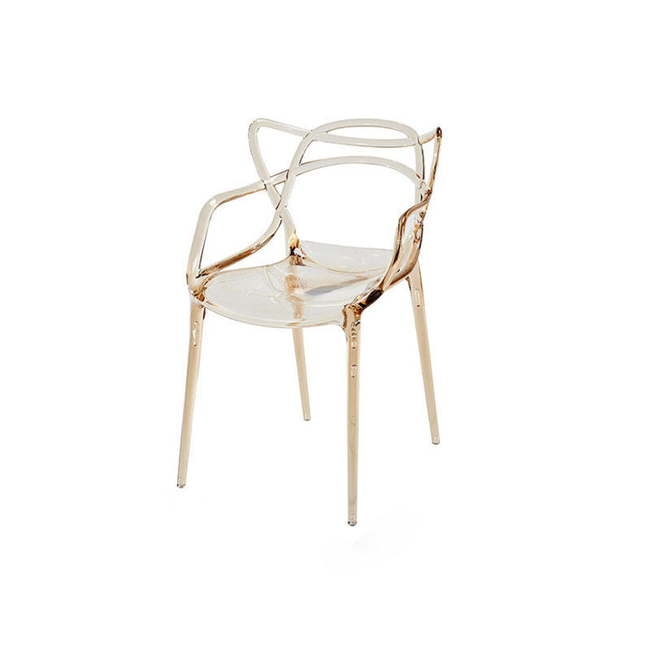 Contemporary Creative Curved Frame PC Plastic Dining Chair Backrest Armrest For Dining Room