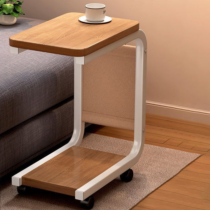 Modern Minimalist Square Tabletop Density Board Carbon Steel Side Table 1-Storage For Living Room