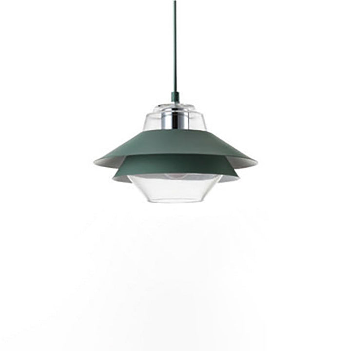 Suspension lumineuse contemporaine nordique ronde en verre et fer à 1 lumière pour salon 