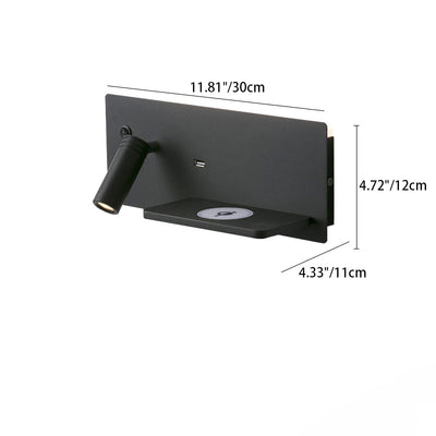 مصباح حائط عصري صناعي مستطيل LED قابل للشحن عبر USB قابل للدوران لغرفة النوم 