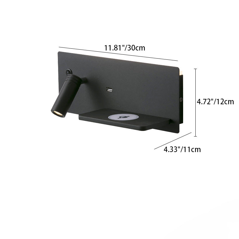 مصباح حائط عصري صناعي مستطيل LED قابل للشحن عبر USB قابل للدوران لغرفة النوم 