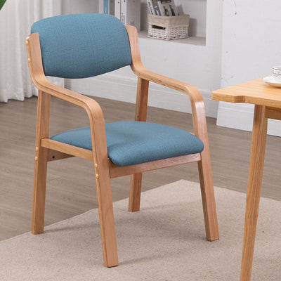 Chaise de salle à manger en tissu moderne simplicité bois éponge carrée dossier accoudoir pour salle à manger 