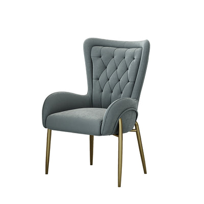 Moderna silla de comedor de lujo cuadrada curva de PU cuero terciopelo hierro con respaldo y brazo para comedor 