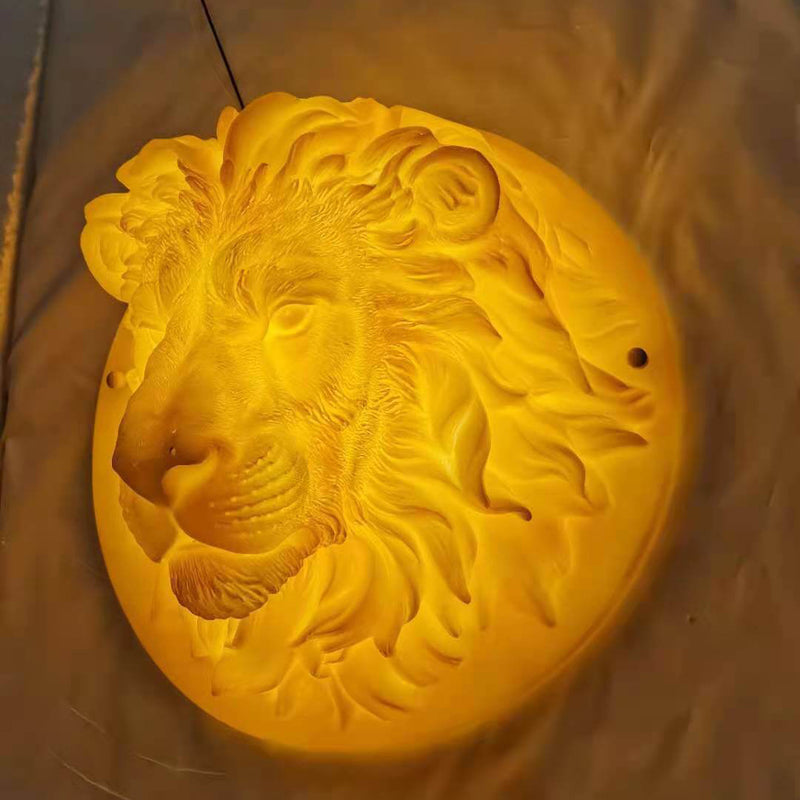 Applique murale 3 lumières Nordic Creative en résine avec tête de lion 