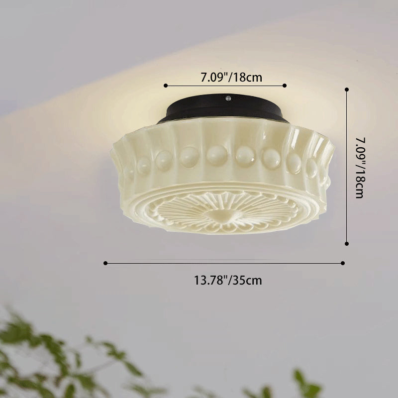 Plafonnier semi-encastré à 3 lumières avec abat-jour en cylindre de verre et fer, simplicité contemporaine pour le salon 