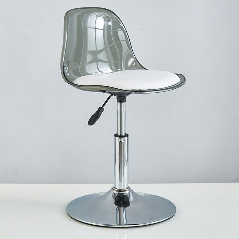Moderno Minimalista Cuadrado Redondo Base Cilindro Metal PET Taburete de Bar Respaldo Reposapiés Para Comedor 