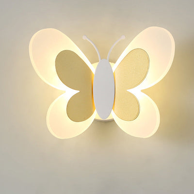 مصباح حائط LED من الحديد بتصميم فراشة أكريليك إبداعي معاصر لغرفة النوم 