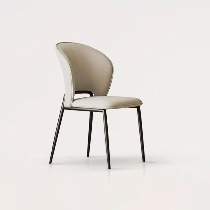 Modern Minimalist Microfiber Microfiber Leather Carbon Steel Square Curved Dining Chair Backrest For Dining Room