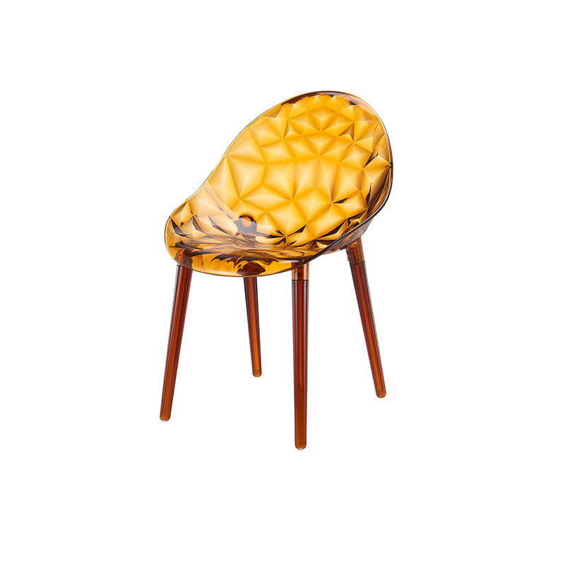 Moderner minimalistischer quadratischer Acrylstuhl mit vier Beinen und Rückenlehne für das Wohnzimmer 