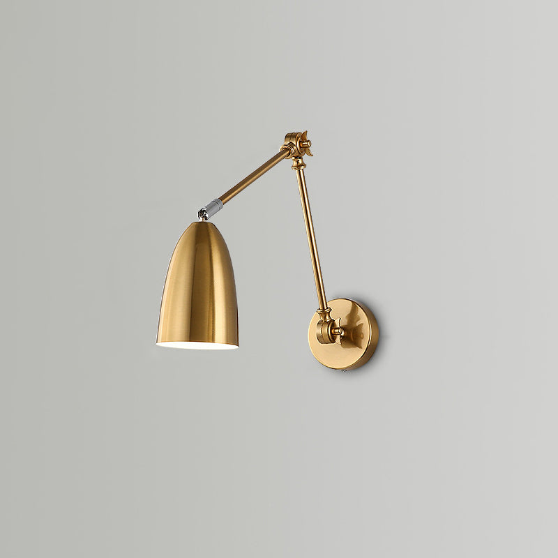 Simplicidad Moderna Pantalla de Metal en Forma de Semi-Cono con Brazo Basculante Retráctil Varilla Larga Lámpara Aplique de Pared de 1 Luz para Sala de Estar 