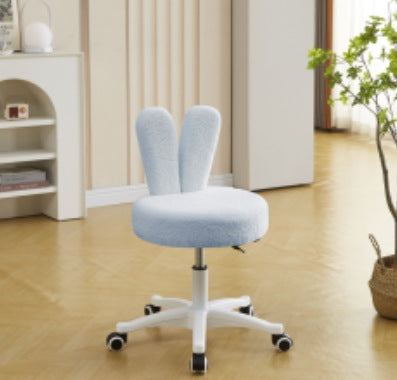 Zeitgenössischer kreativer runder Stuhl mit Kaninchenohren aus Metall, Lammwolle und Schaumstoff, drehbar für das Wohnzimmer 