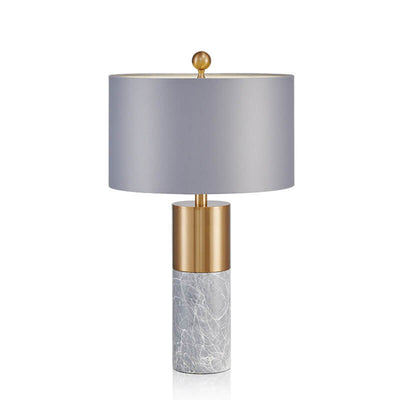 Contemporary Nordic Marble Cylinder 1-Light Table Lamp For Bedroom