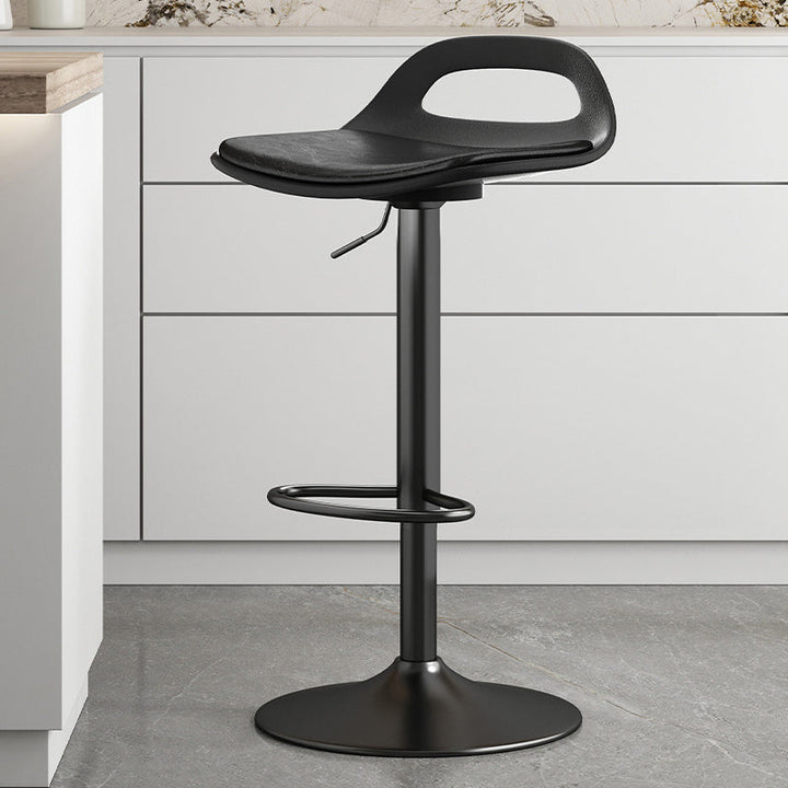 Tabouret de bar moderne minimaliste carré en plastique PP et métal avec dossier bas pour salle à manger 