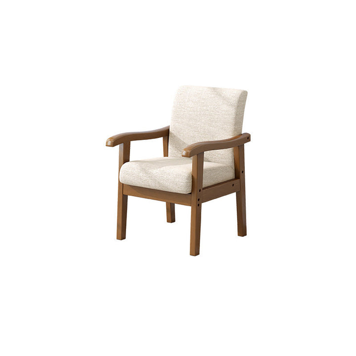 Silla de madera de caucho con tapizado de algodón y lino, estilo minimalista moderno y cuadrado, para sala de estar 