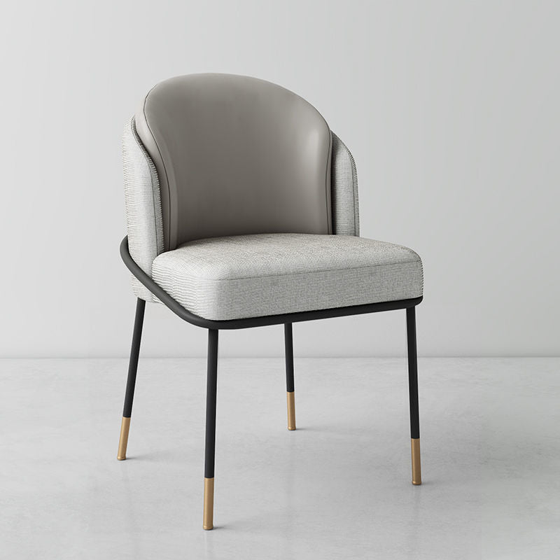 Contemporary Nordic PU Leather Fabric Iron Sponge Square Wraparound Dining Chair Backrest For Living Room