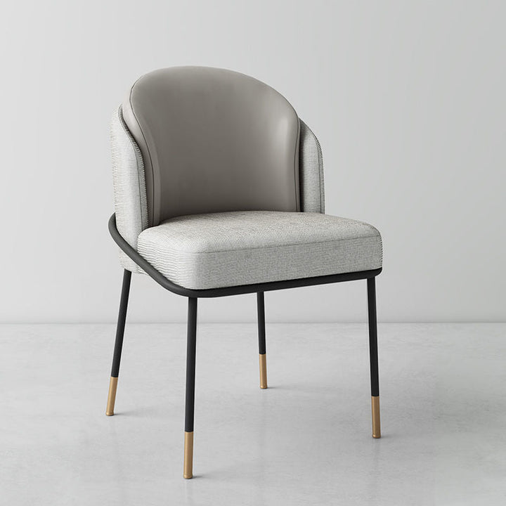 Contemporary Nordic PU Leather Fabric Iron Sponge Square Wraparound Dining Chair Backrest For Living Room