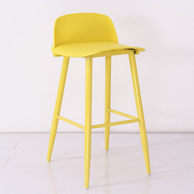 Moderner minimalistischer rechteckiger Barhocker aus Kohlenstoffstahl mit Kunststofflehne für das Esszimmer 