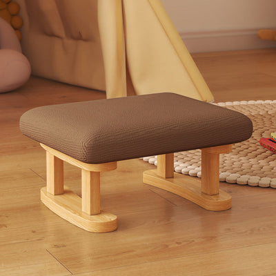 Taburete Bajo Rectangular de Tela y Madera Minimalista Moderno para Sala de Estar 
