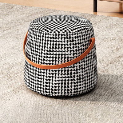 Chaise Moderne Minimaliste Ronde Colonne Coton Lin Cuir Bois Sans Dossier Sans Accoudoirs Pour Salon 