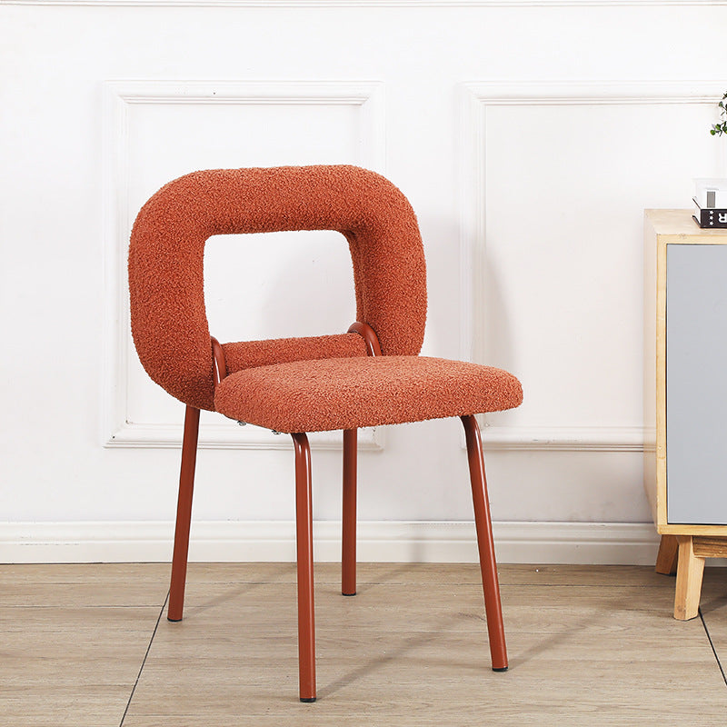 Respaldo de silla de comedor de diseño de donut de lana de cordero escandinavo contemporáneo para comedor 