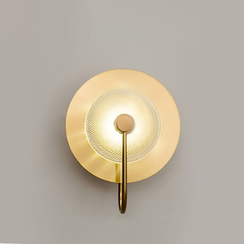 Modern Luxury Iron Glass Round LED Wall Sconce Lamp For Bedroom
