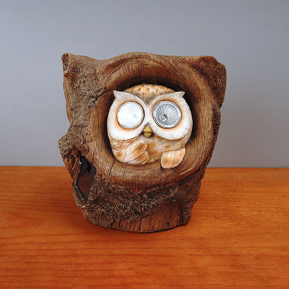 Lampe de table à LED en résine de hibou solaire décoratif moderne 