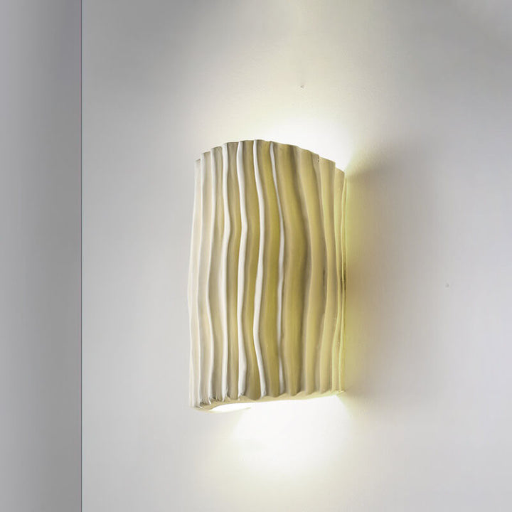 Contemporary Nordic Resin Striped Half Cylinder 2-Light Wall Sconce Lamp for Living Room