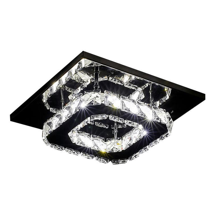 Lustre carré contemporain en acier inoxydable de luxe avec décoration en cristal LED pour plafond encastré pour salon 