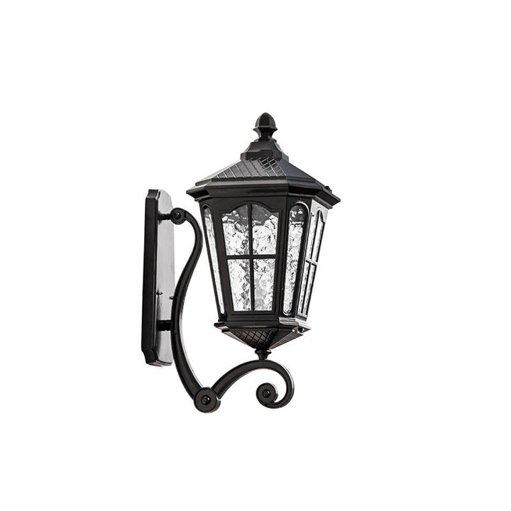 Traditional European Outdoor Lantern Aluminum Glass Waterproof 1-Light Wall Sconce Lamp for Outdoor Patio