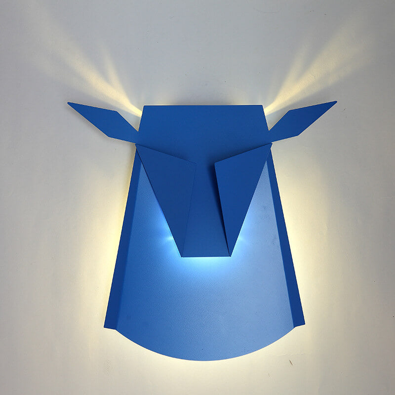 Contemporary Creative Iron Bull Head Shape LED Wall Sconce Lamp For Bedroom