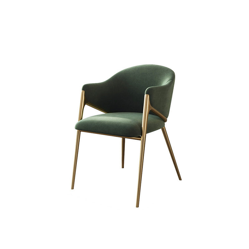Silla de comedor contemporánea de lujo redonda de lana de cordero con patas de acero inoxidable, respaldo y reposabrazos para comedor 