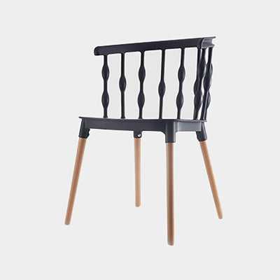 Chaise de salle à manger en plastique PP à lanières verticales créatives contemporaines avec dossier en hêtre pour salle à manger 