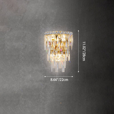 Contemporary Luxury Crystal Tassel Half Post 1-Light Wall Sconce Lamp For Living Room