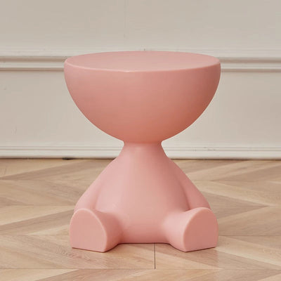 Table d'appoint ronde scandinave contemporaine avec base en PE et ours cartoon pour salon 