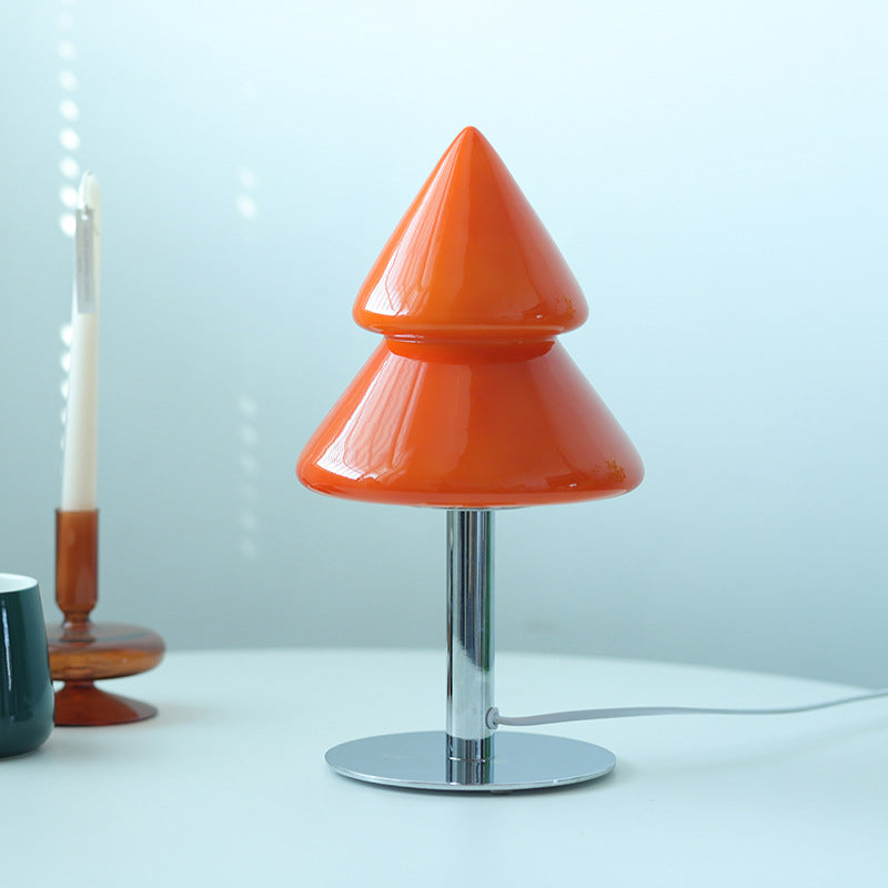 Modern Art Deco Iron Glass Christmas Tree LED Table Lamp For Bedroom