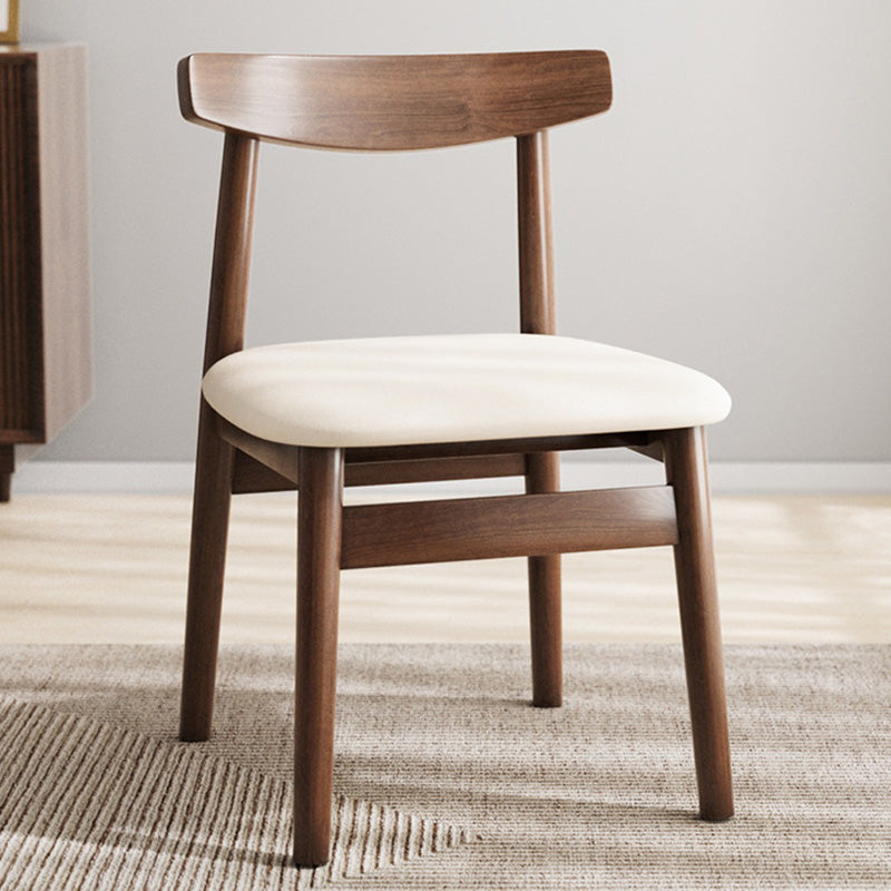 Silla de Comedor Tapizada en Cuero Nappa de Doble Capa Cuadrada Retro Contemporánea con Respaldo Abierto Sin Brazos para Comedor 