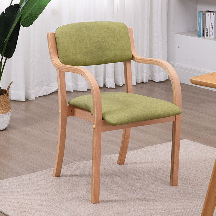 Modern Simplicity Fabric Plywood Sponge Square Curved Dining Chair Backrest Armrest For Dining Room