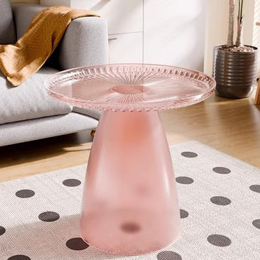 Table d'appoint moderne minimaliste ronde en plastique PET à 1 pied pour salon 