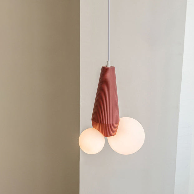 Lustre suspendu à 2 lumières en résine PE, cylindre irrégulier, orbe créatif contemporain pour salon 