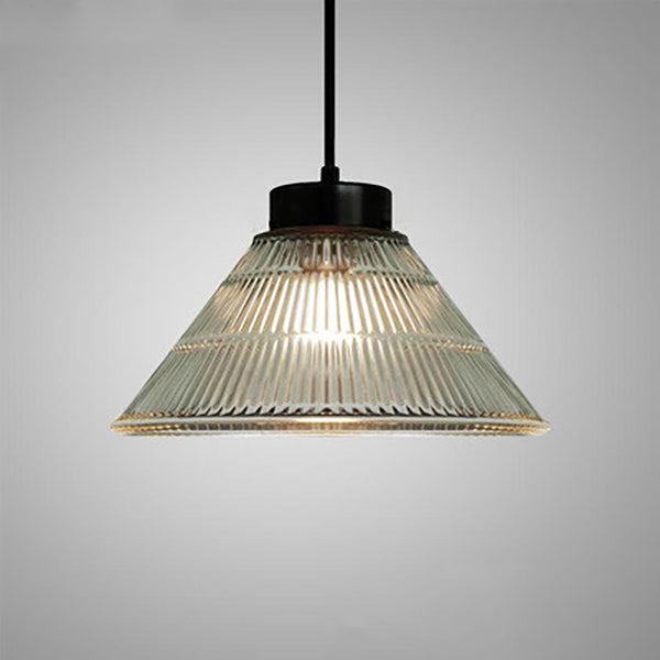 Vintage Industrial Frosted Glass Cone 1-Light Pendant Light