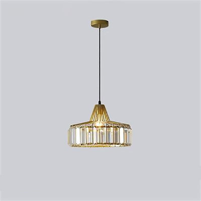 Zeitgenössische Luxus Eisen Zylinder Rahmen Kristall Schatten 1-Licht Pendelleuchte für Wohnzimmer 