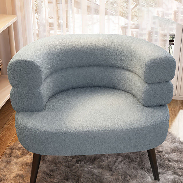 Modern Minimalist Oval Sherpa Fabric Carbon Steel Vanity Stool Backrest For Bedroom